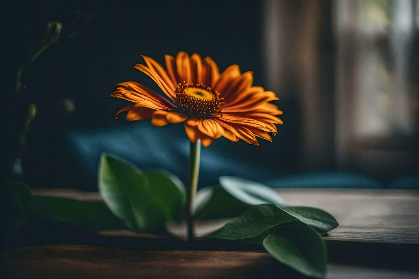 Orange fleur sur une en bois tableau. généré par ai photo