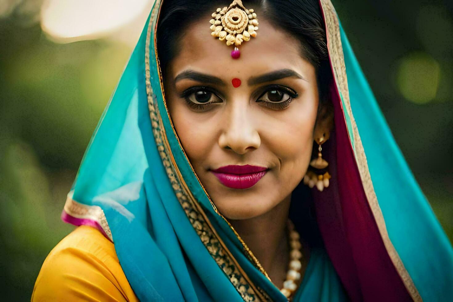 une magnifique Indien femme dans traditionnel vêtements. généré par ai photo