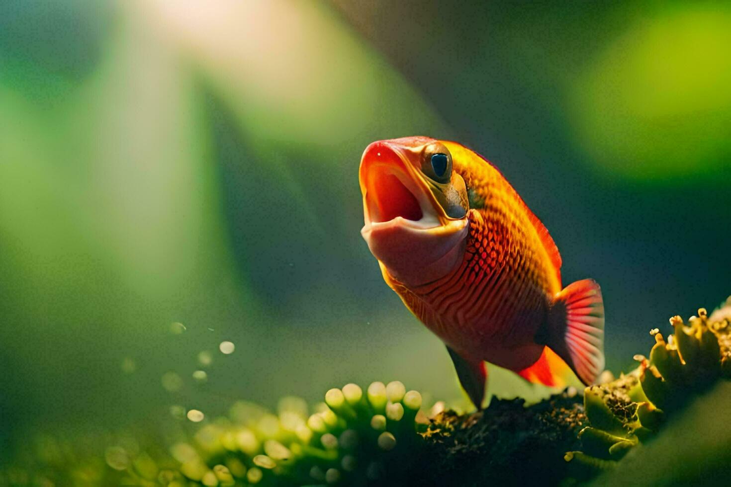 une poisson avec ses bouche ouvert et ses bouche ouvert. généré par ai photo