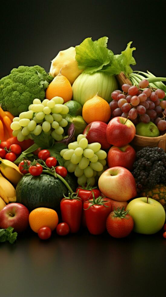 groupe de différent fruit et des légumes ai généré photo