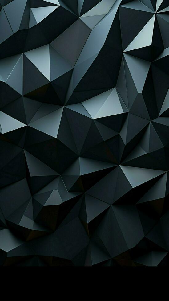 noir triangulaire abstrait arrière-plan, grunge surface verticale mobile fond d'écran ai généré photo