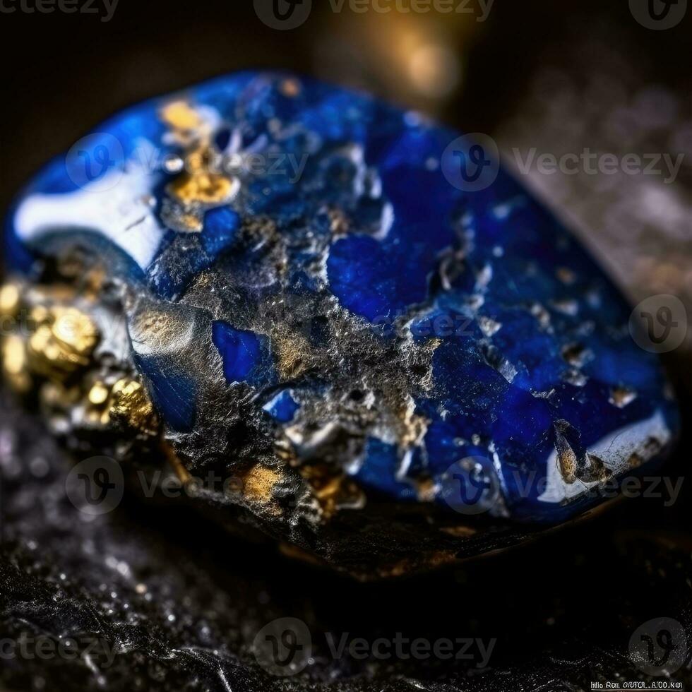 fermer photo de lapis Lazuli minéral calcul, macro. génératif ai