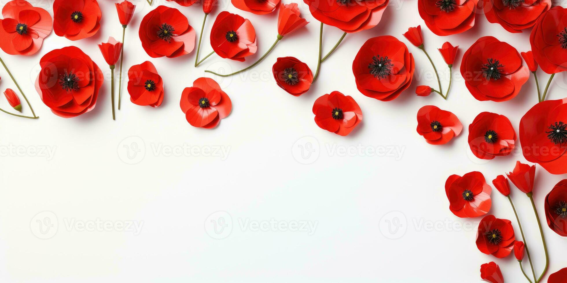 coquelicot journée. Mémoire de tout le soldats qui décédés dans guerres impliquant génial grande-bretagne. génératif ai photo