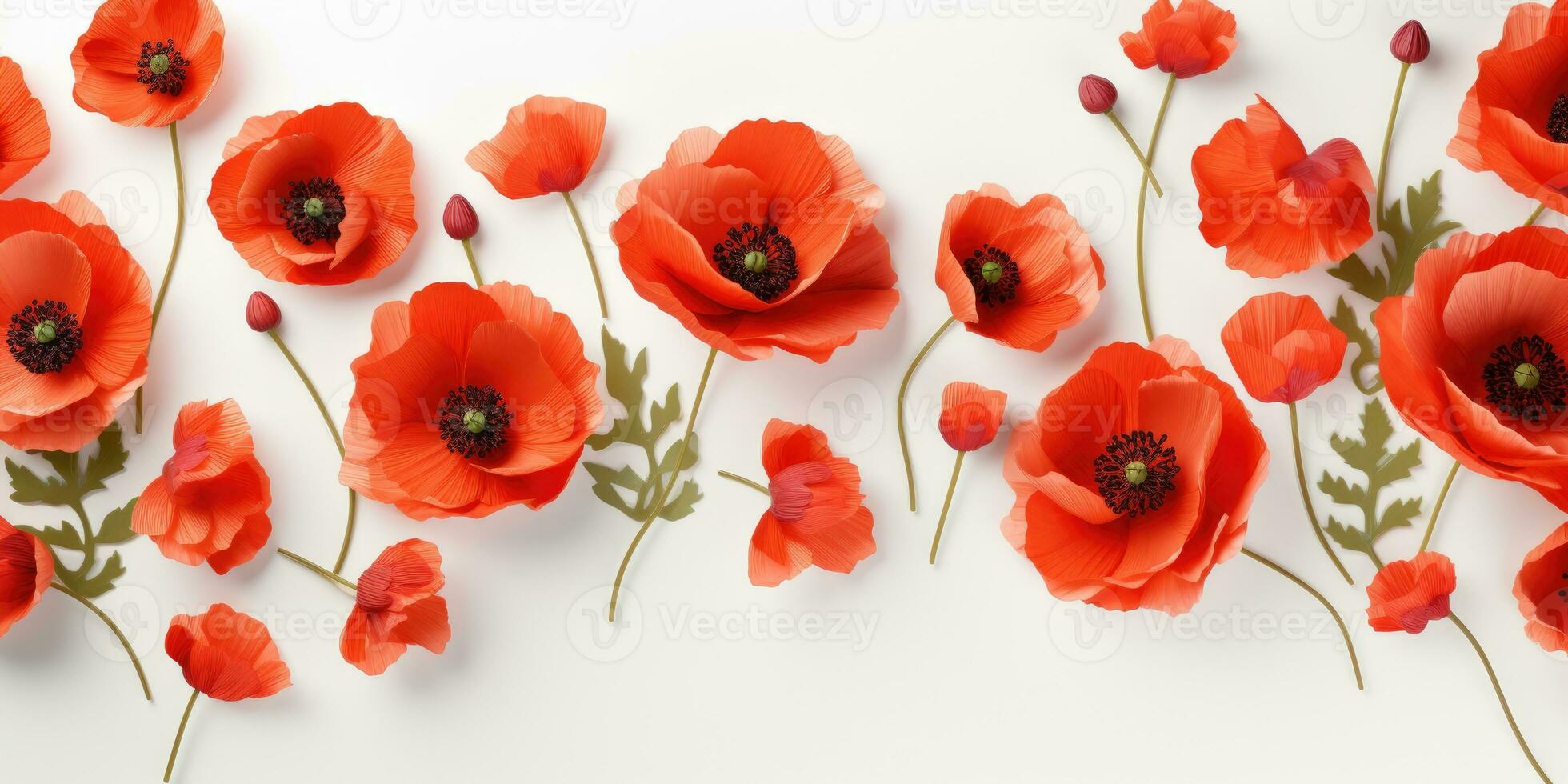 coquelicot journée. Mémoire de tout le soldats qui décédés dans guerres impliquant génial grande-bretagne. génératif ai photo