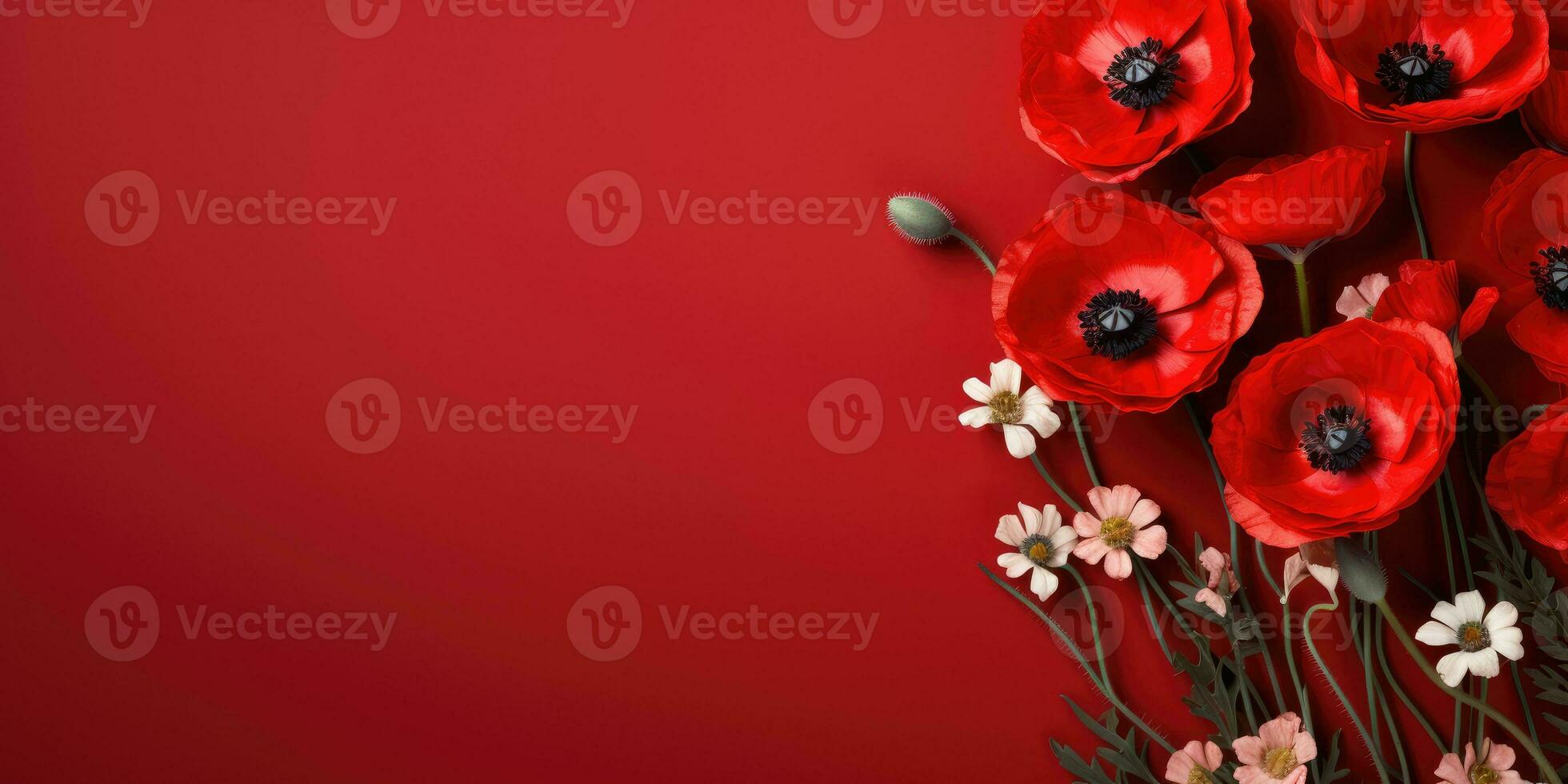 coquelicot journée. Mémoire de tout le soldats qui décédés dans guerres impliquant génial grande-bretagne. génératif ai photo