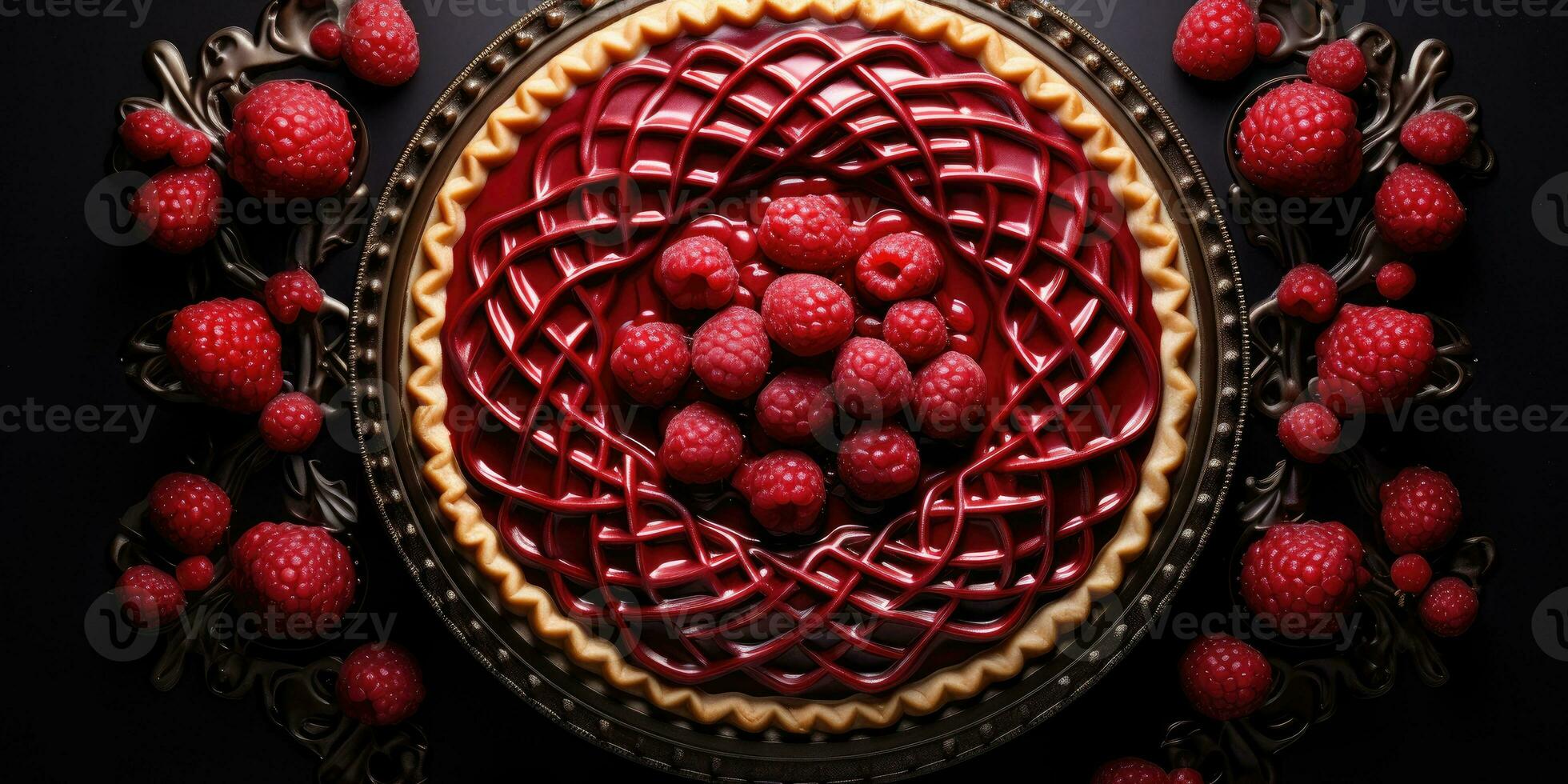 framboise tarte. appétissant tarte fermer. airelle rouge. myrtille. génératif ai photo