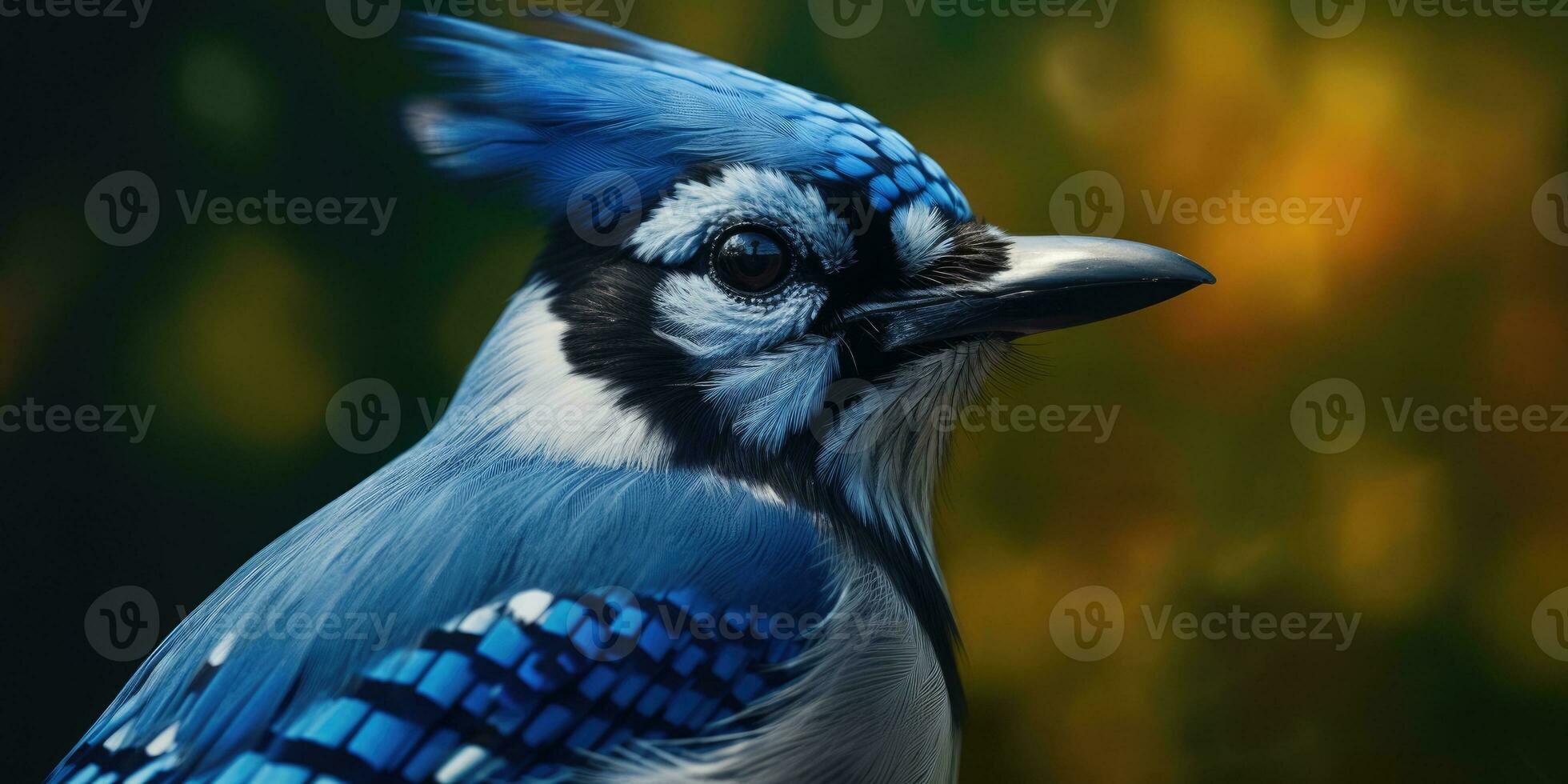 bleu geai sur une branche. oiseau dans le forêt. ornithologie. génératif ai photo