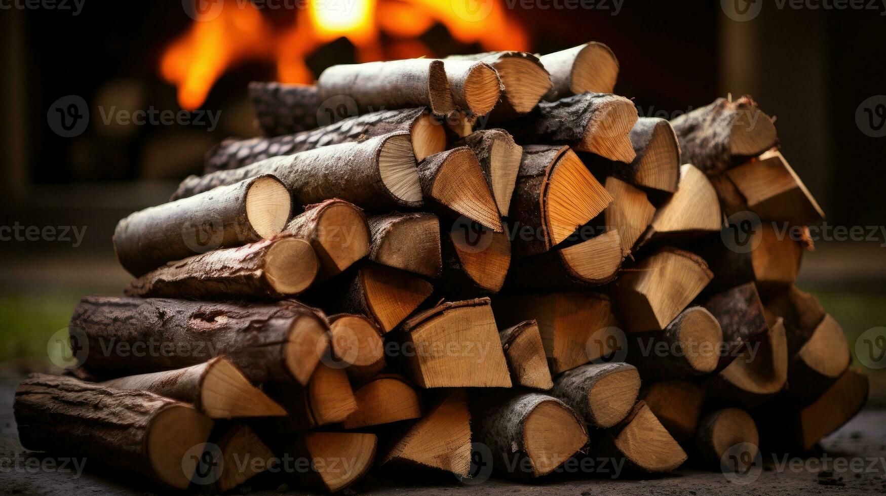 empilés journaux de bois de chauffage ai généré photo