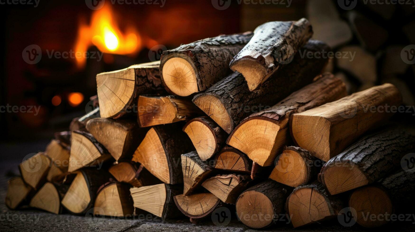 empilés journaux de bois de chauffage ai généré photo