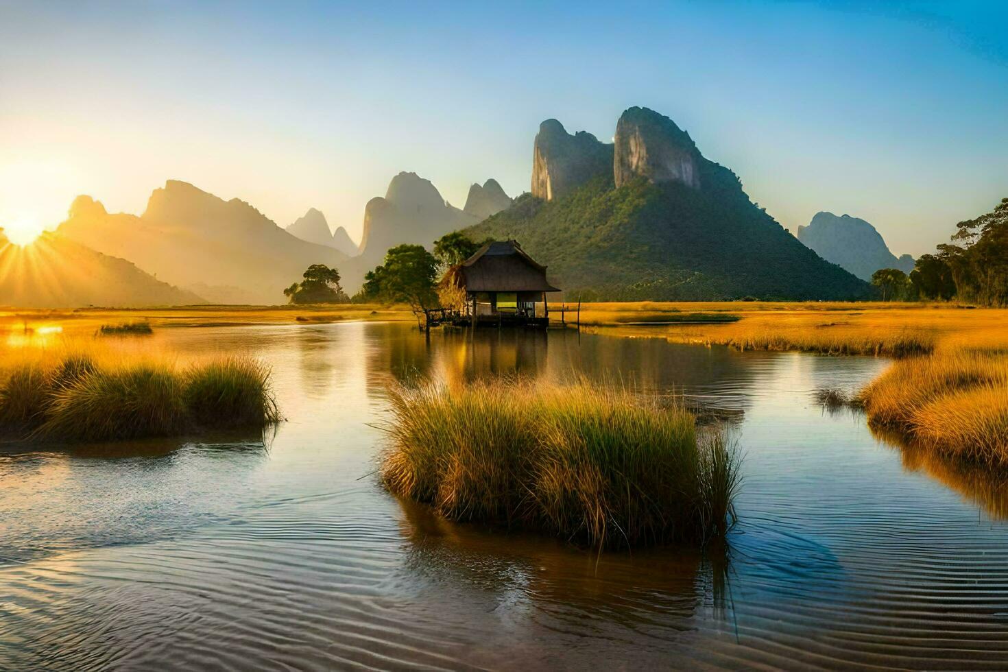 le li rivière dans Chine. généré par ai photo