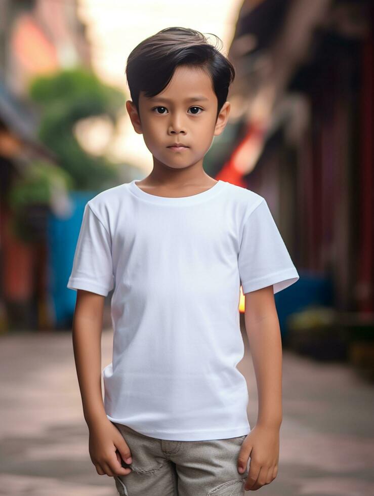 blanc bébé T-shirt gratuit photo ai généré