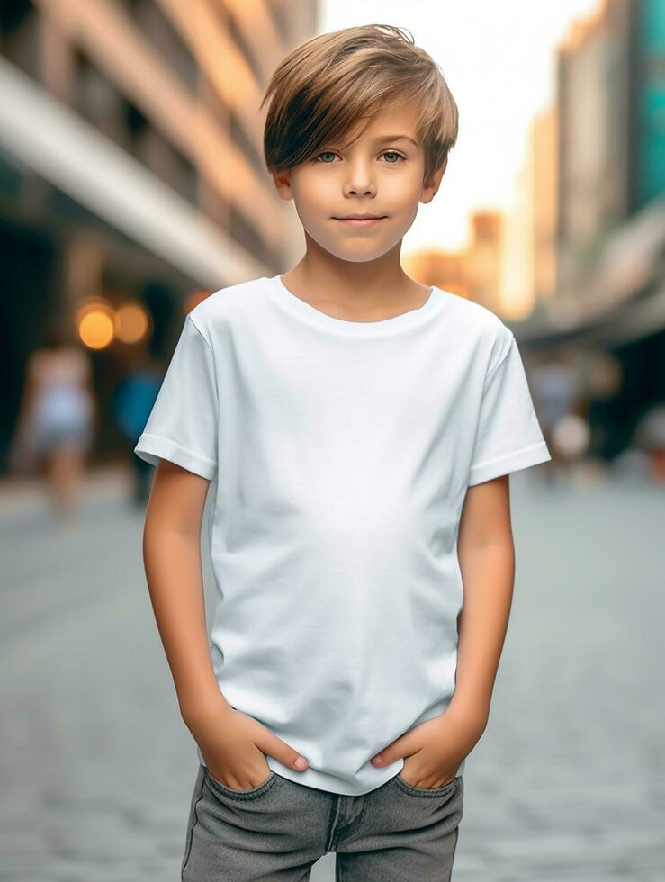 blanc bébé T-shirt gratuit photo ai généré