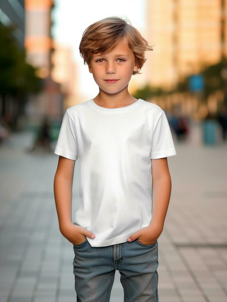 blanc bébé T-shirt gratuit photo ai généré