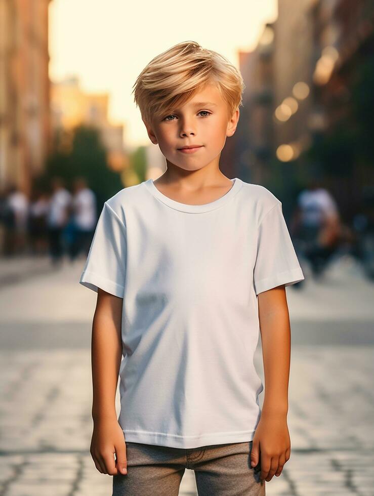 professionnel blanc bébé T-shirt pour maquette conception ai généré photo