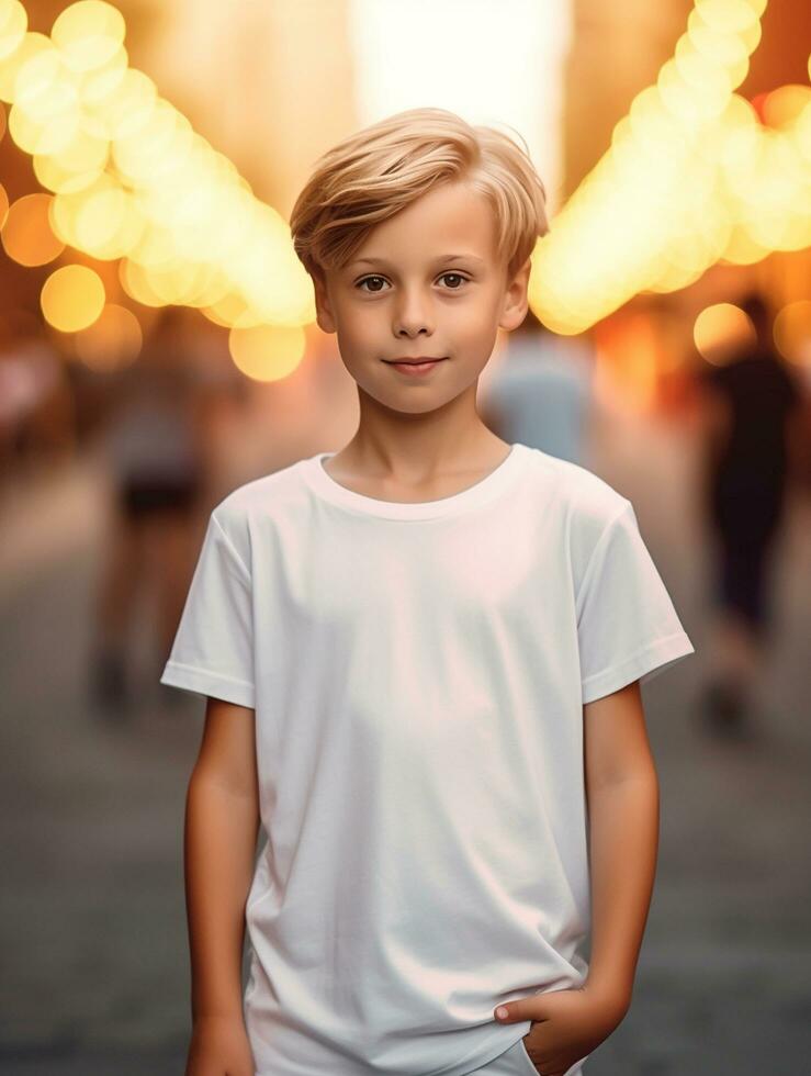 professionnel blanc bébé T-shirt pour maquette conception ai généré photo