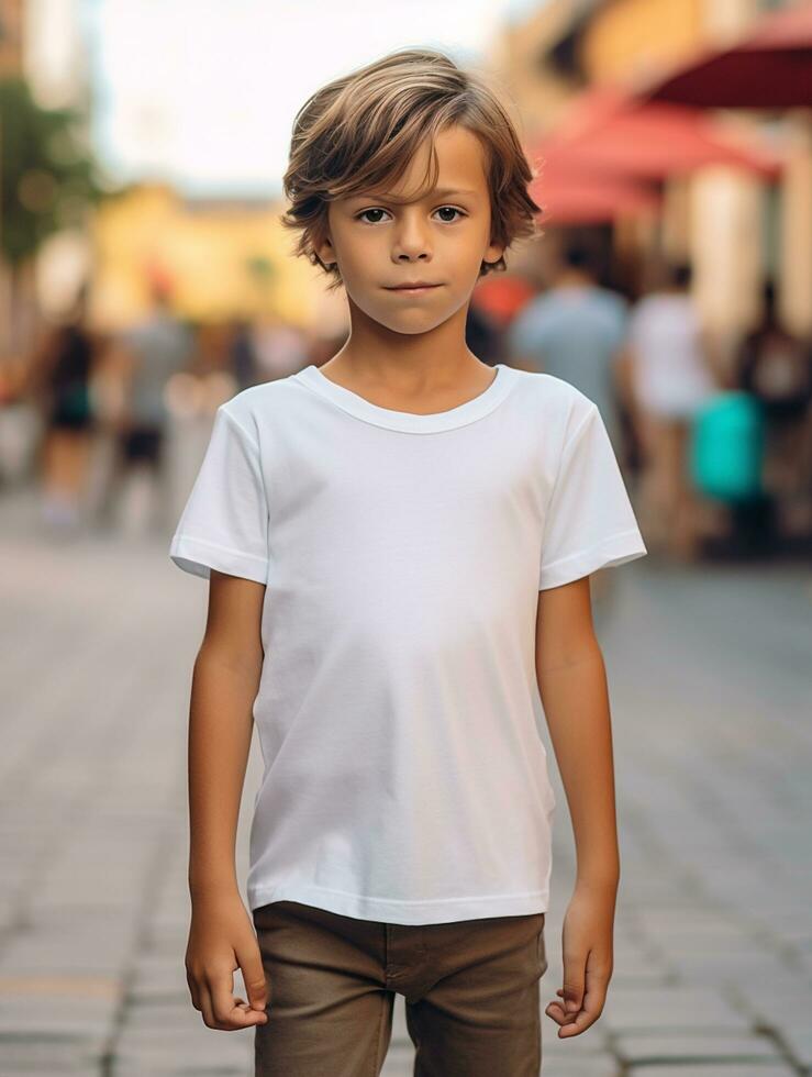 professionnel blanc T-shirt pour maquette conception ai généré photo