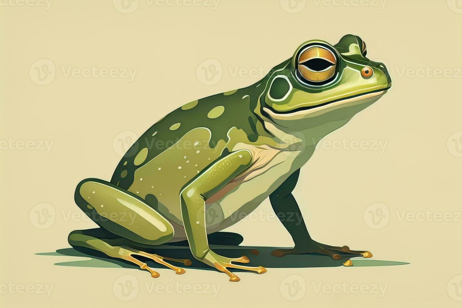 grenouille sur une vert Contexte. vecteur illustration de une grenouille. ai génératif photo