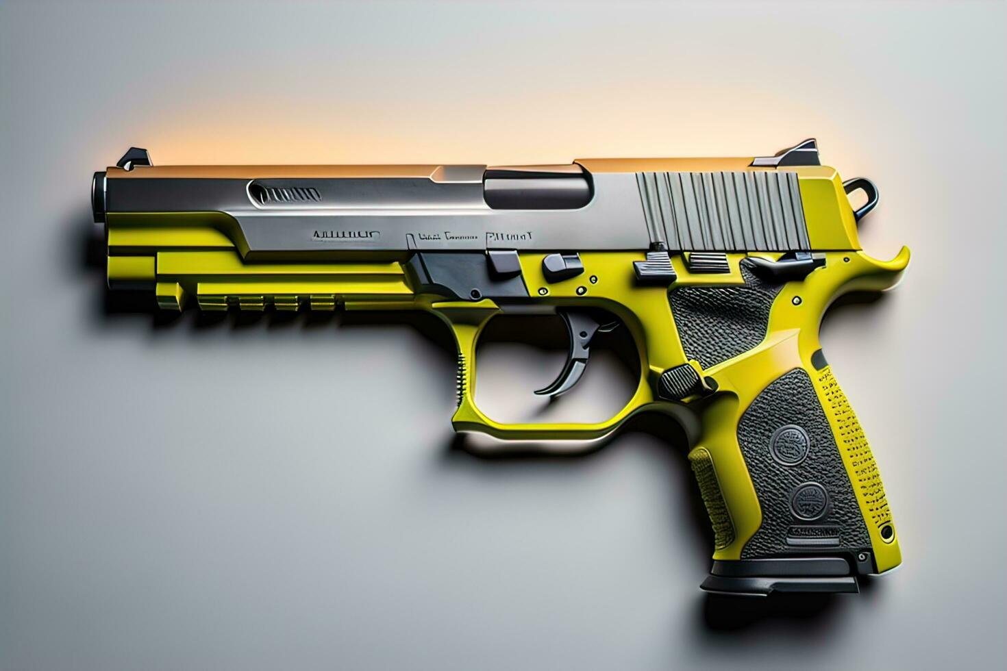 semi-automatique pistolet sur une solide Couleur Contexte. fermer. ai génératif photo