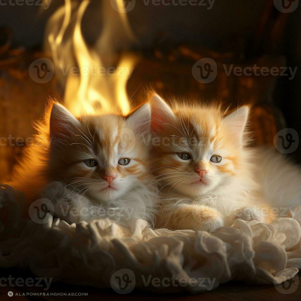 pacifiquement en train de dormir bébé chat, confortable mignonne chaton faire la sieste, ai génératif photo