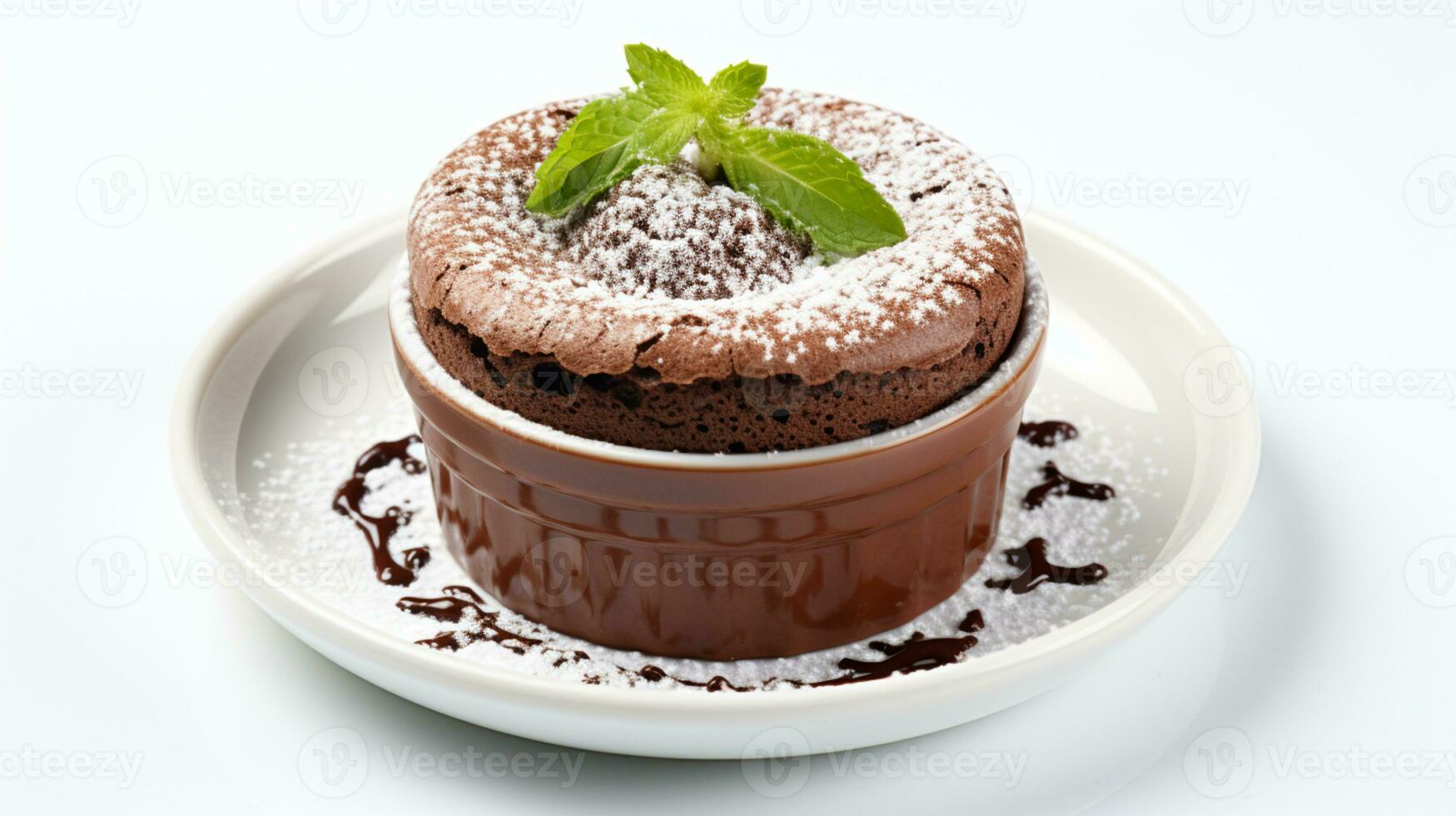 luxe français dessert Chocolat souffle sur plaque, gourmand nourriture, ai génératif photo