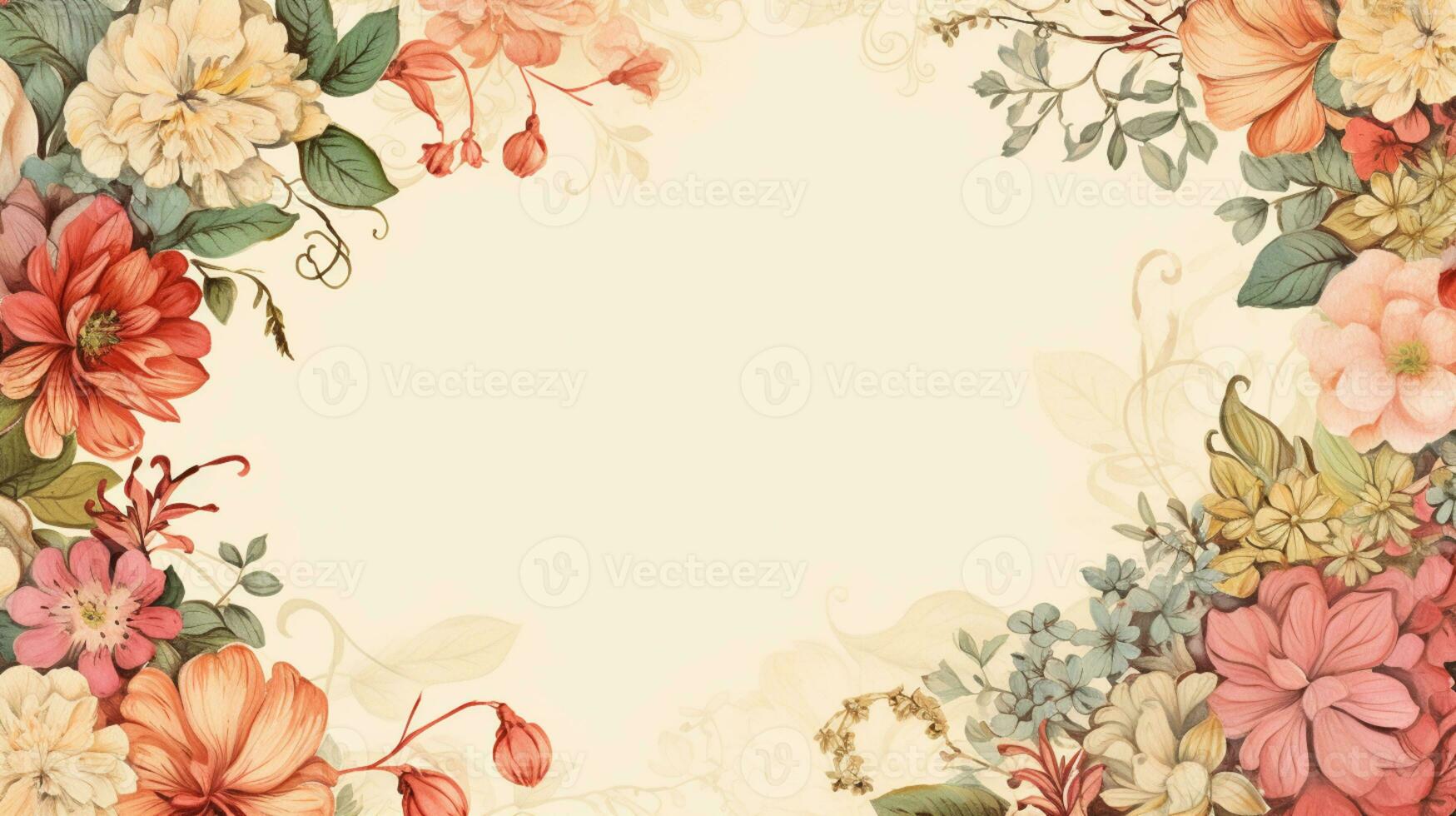 fleur Cadre aquarelle art style, copie espace pour texte, mariage et salutation carte, ai généré photo