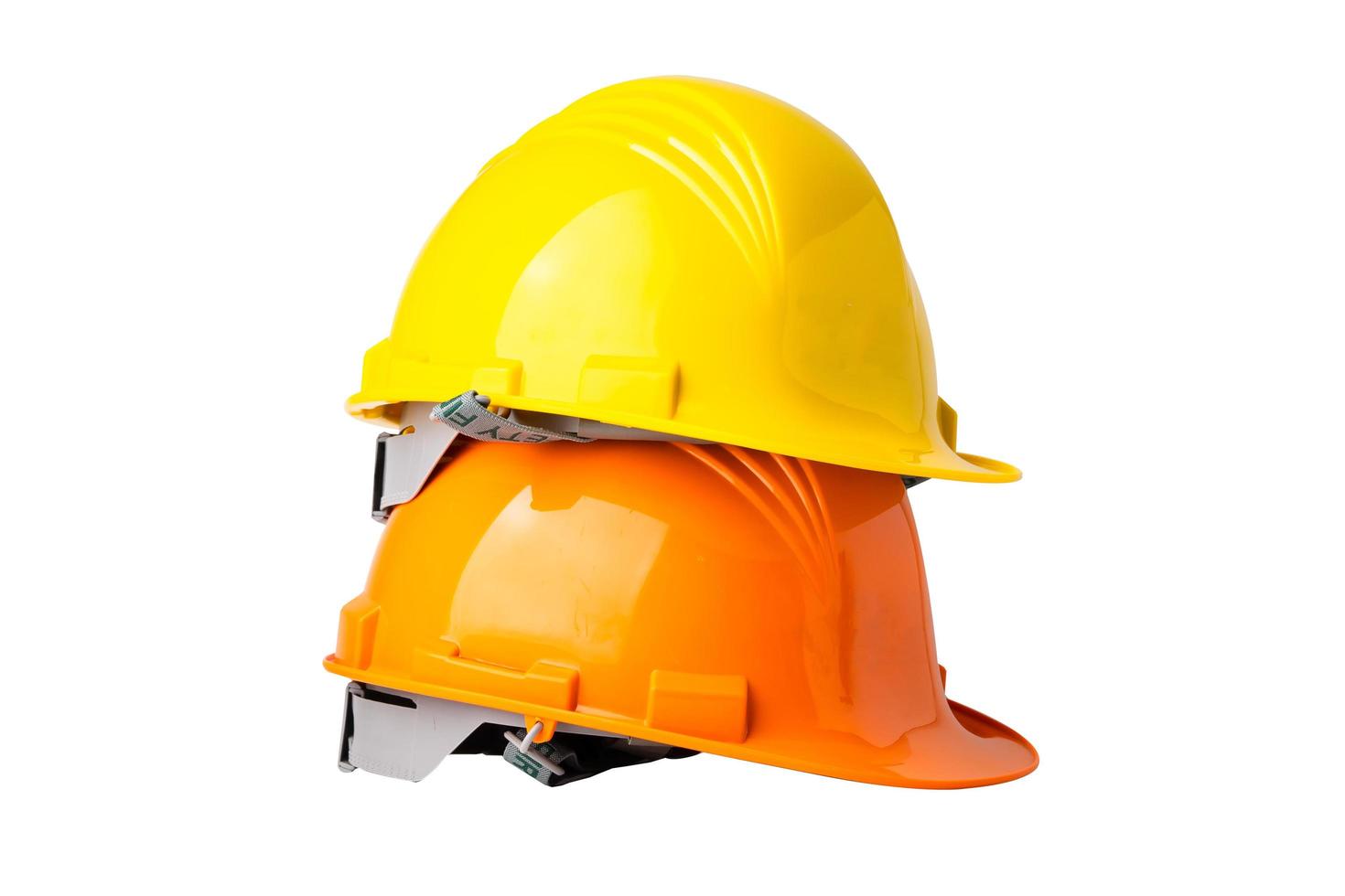 Casque de construction isolé sur fond blanc avec un tracé de détourage photo