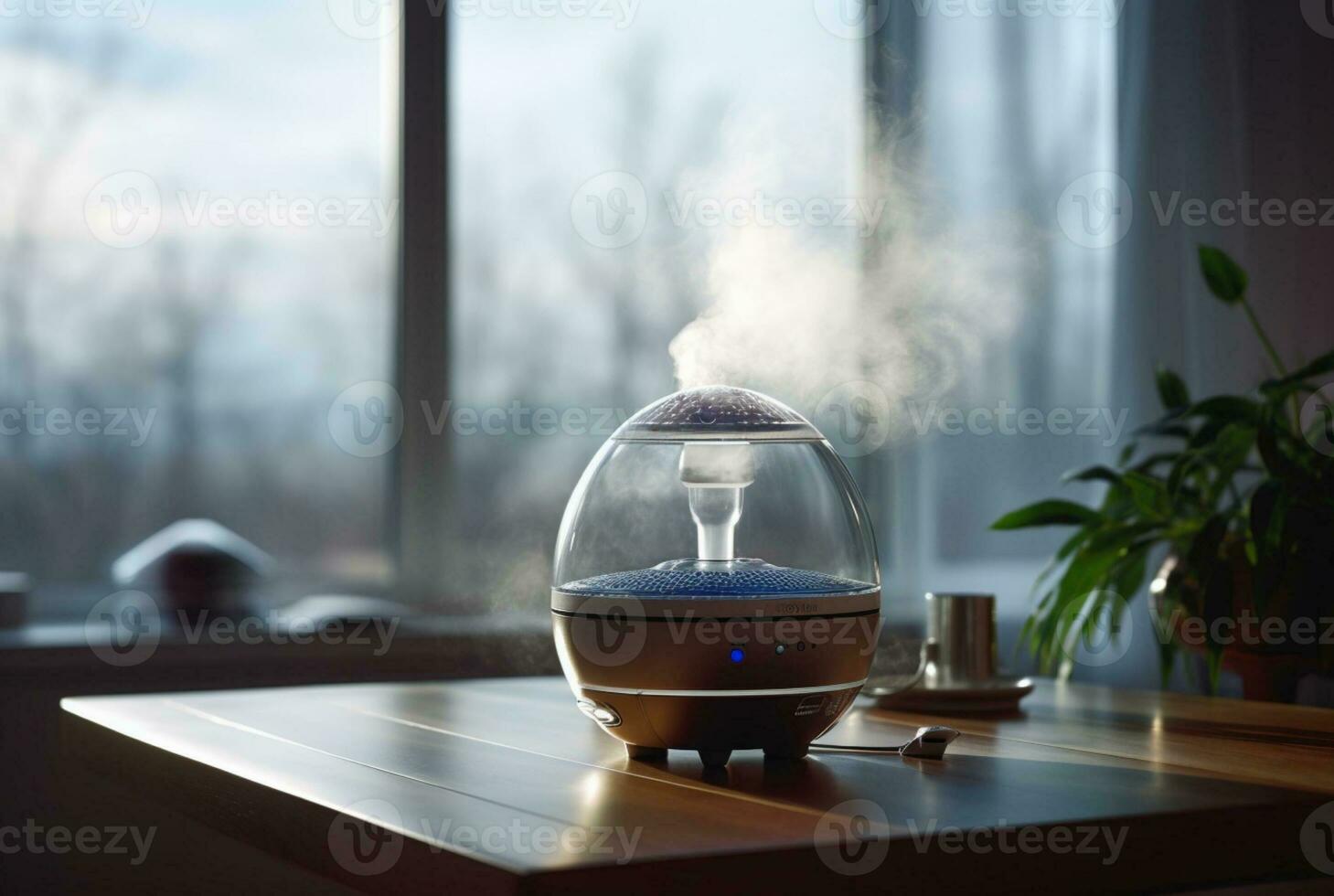 moderne air humidificateur sur table à l'intérieur. génératif ai photo