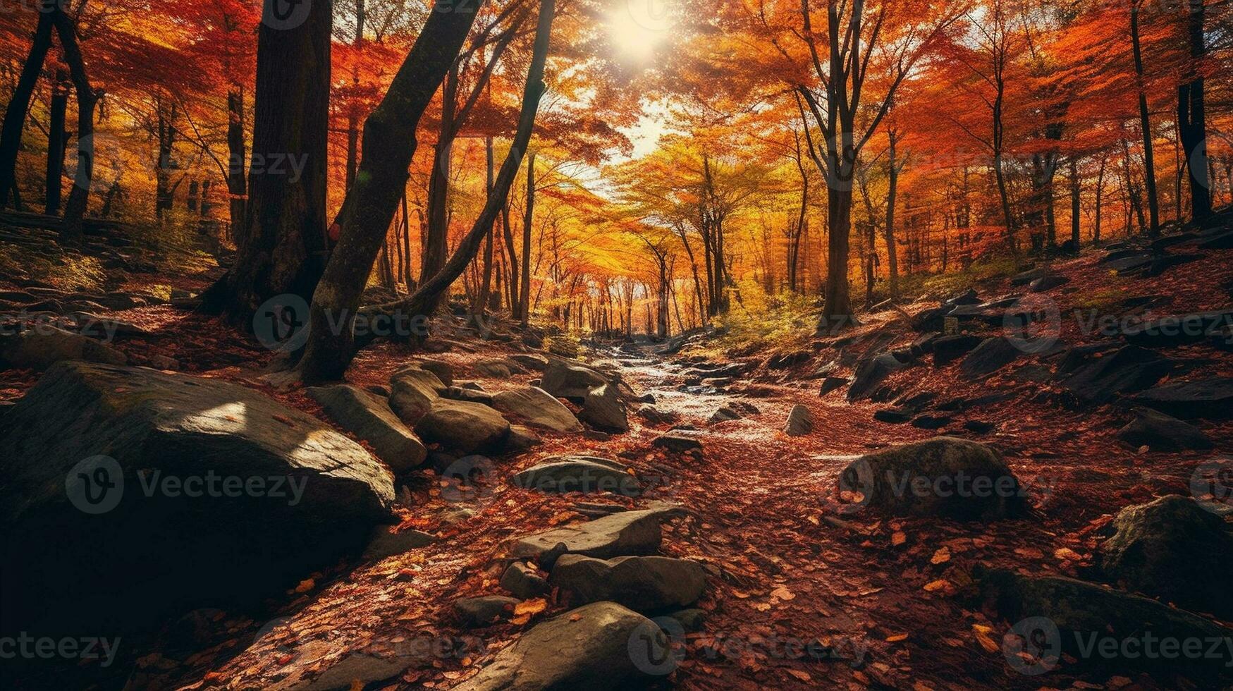 génératif ai, l'automne symphonie vibrant teintes de tomber feuillage photo