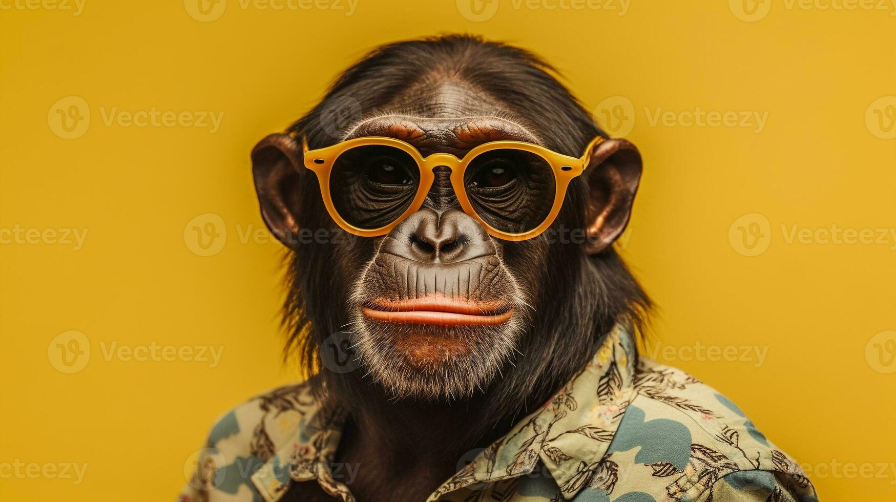 génératif ai, cool chimpanzé des lunettes de soleil style photo