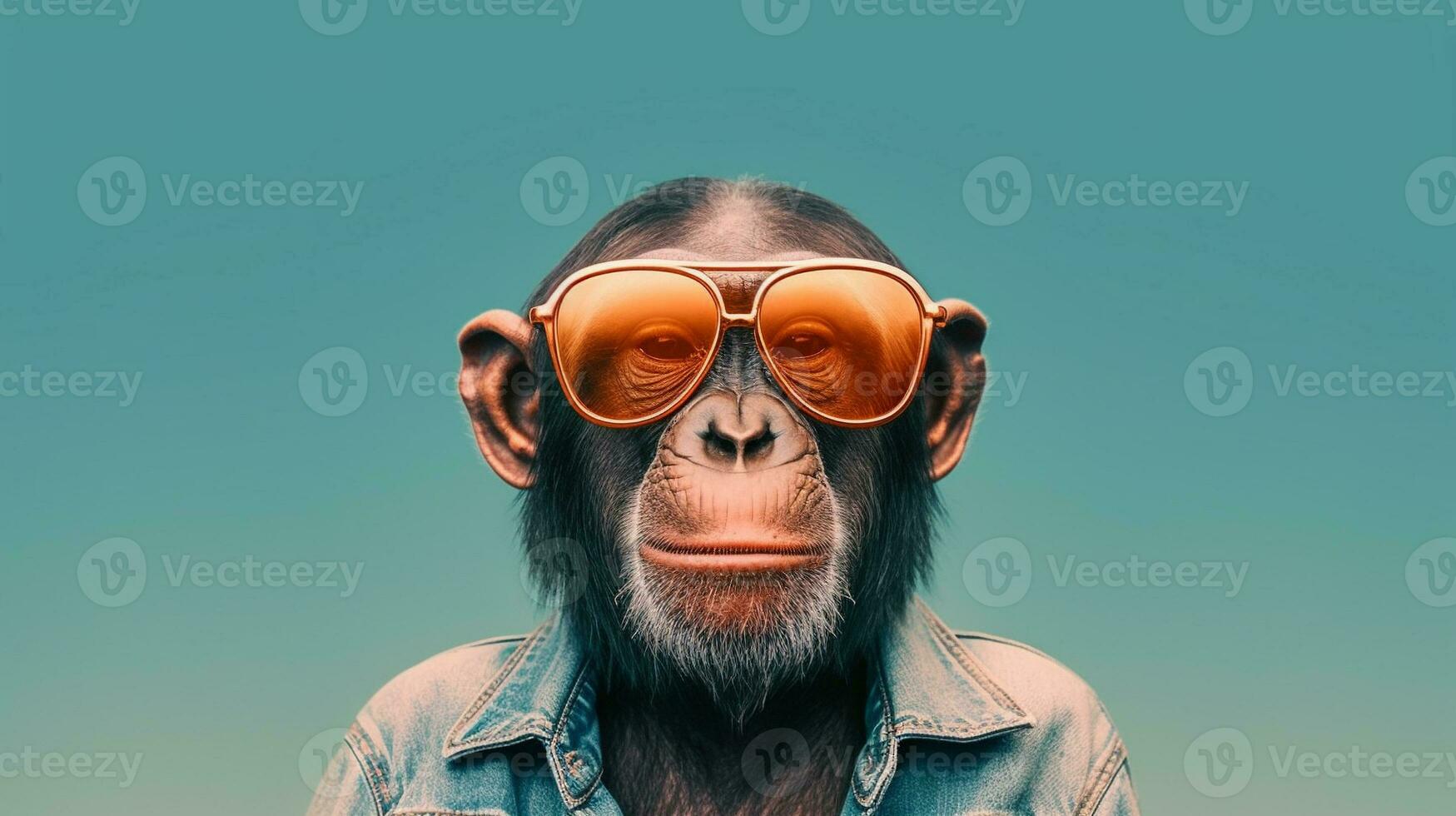 génératif ai, cool chimpanzé des lunettes de soleil style photo