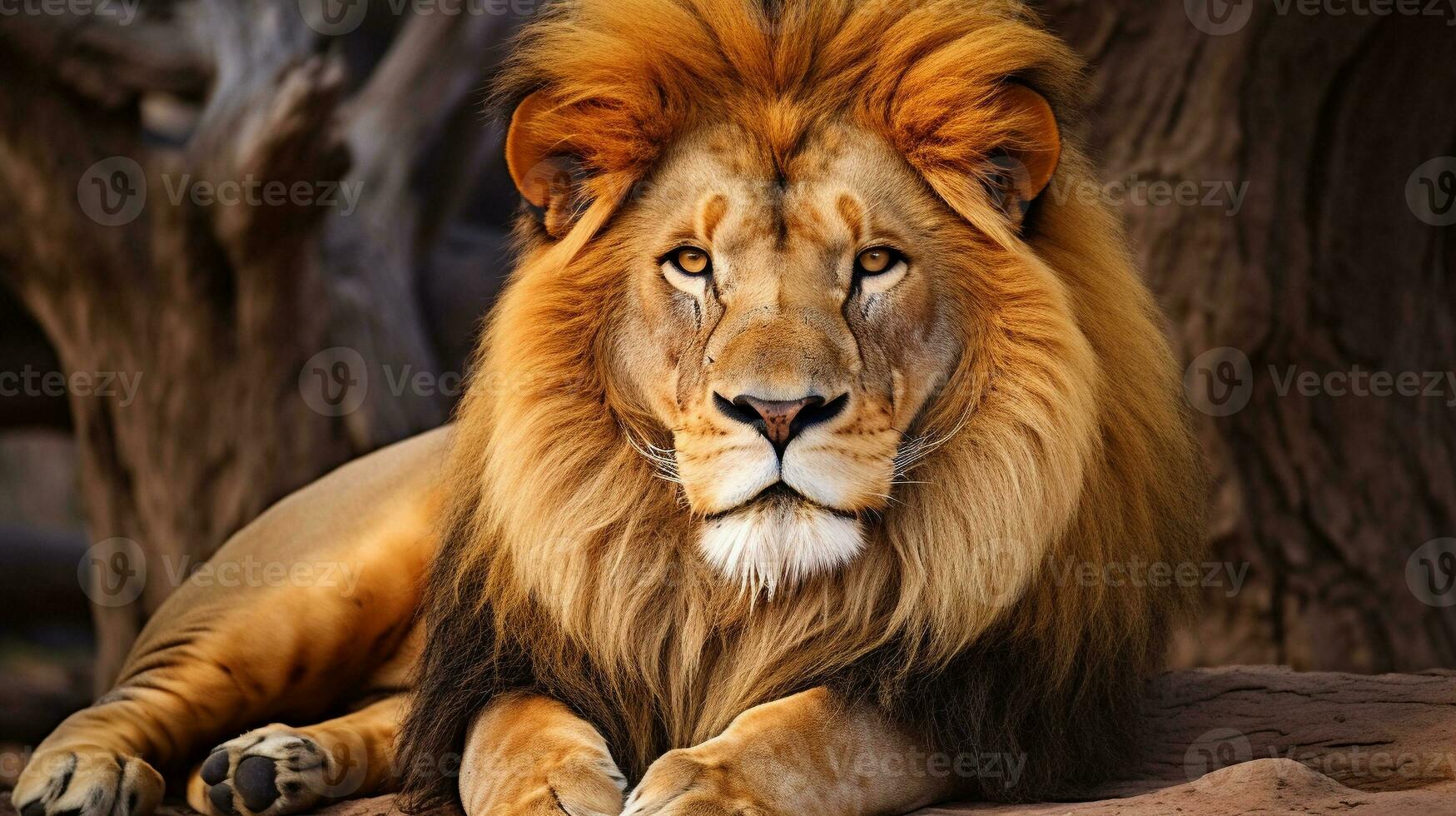 majestueux rencontre le les Lions perçant regard, ai génératif photo