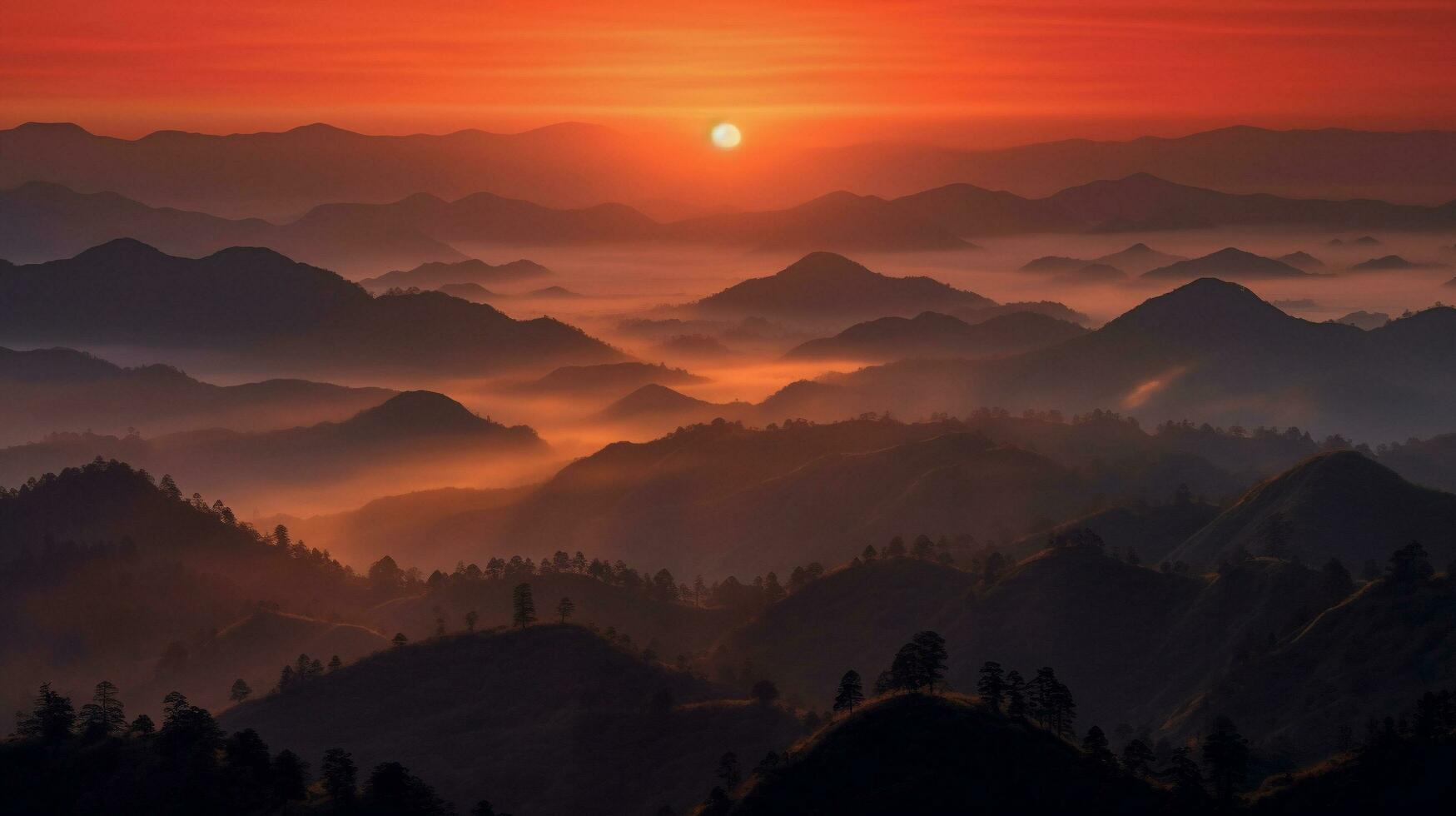 génératif ai, aurore pics majestueux lever du soleil plus de Montagne gammes photo