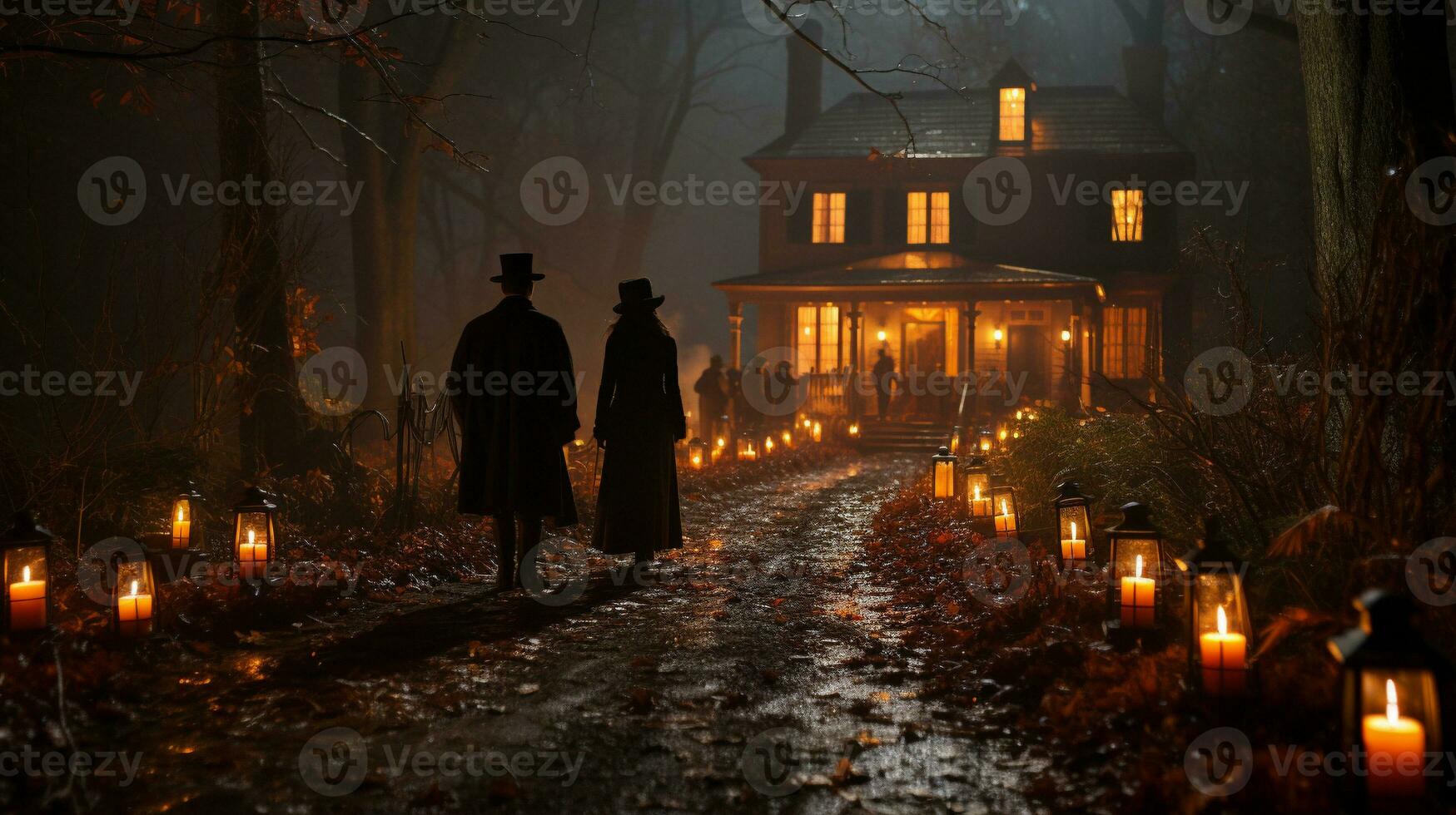 mystérieux Halloween flâner, génératif ai photo