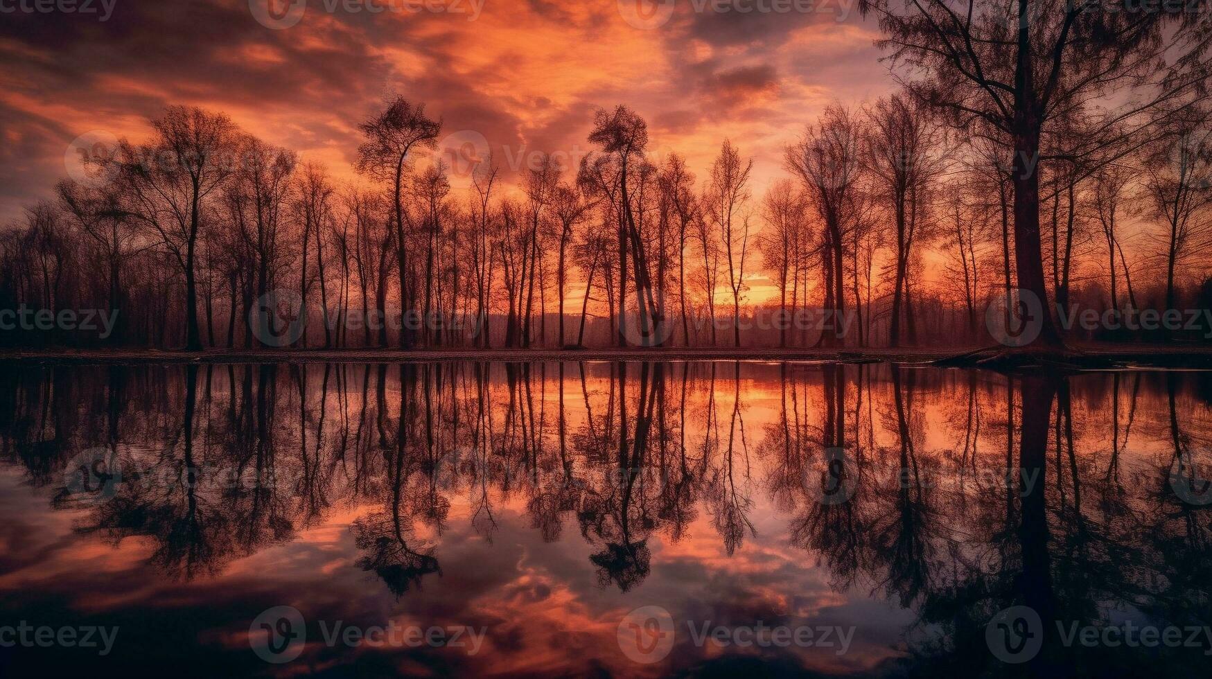 génératif ai, en miroir sérénité capturer le fascinant l'eau reflets photo