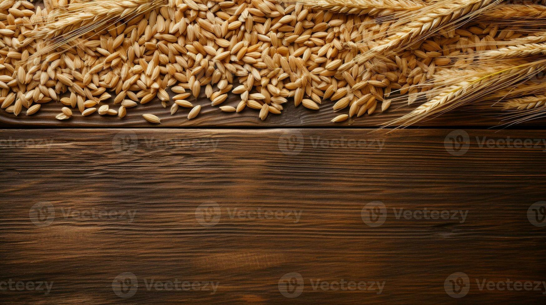 L'avoine grain photographier avec studio éclairage sur en bois arrière-plan, ai génératif photo