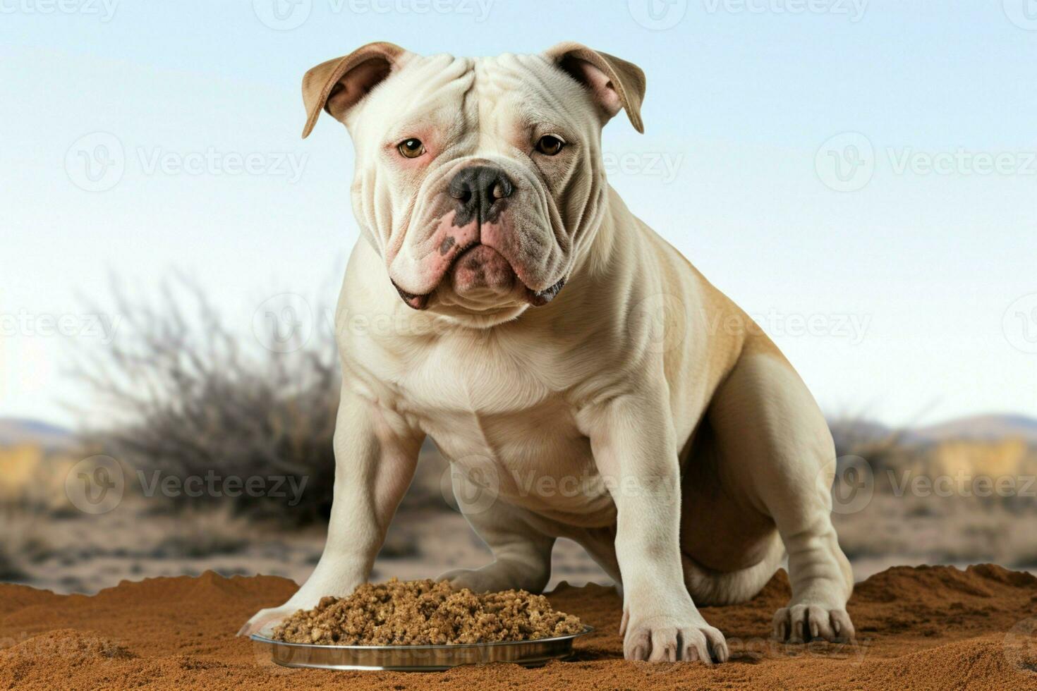 blanc américain brute chien, isolé et captivant, incarne la grâce et Puissance ai généré photo