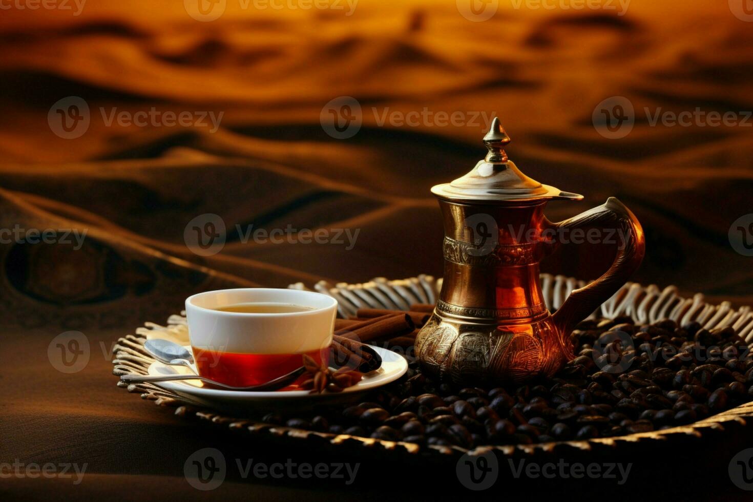 audacieux et aromatique arabe noir café, une traditionnel brasser de riches les saveurs ai généré photo