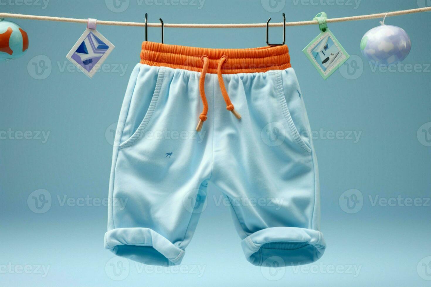 de face présentation de sucré peu bébé un pantalon pour votre admiration ai généré photo