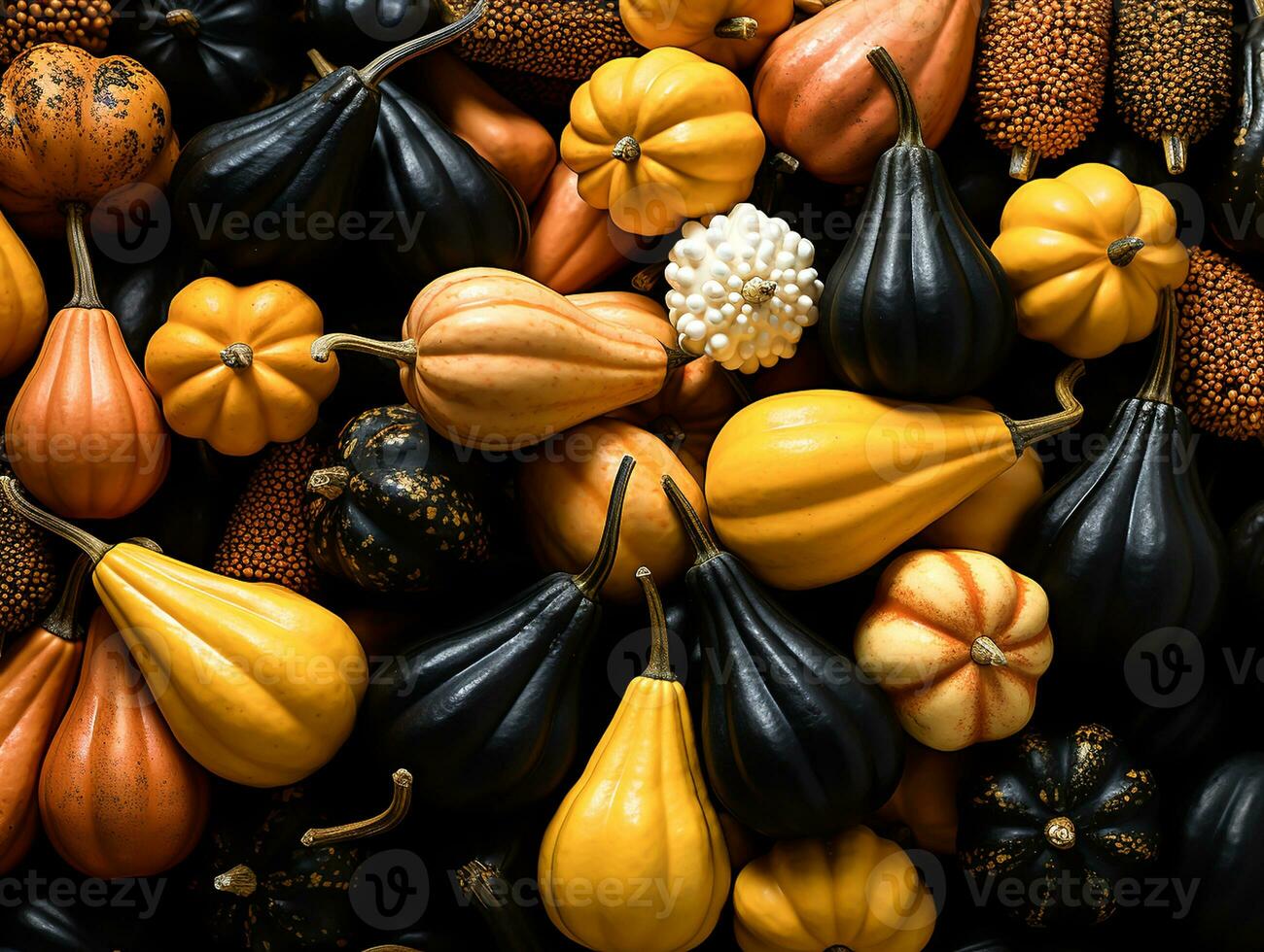 citrouilles dans différent formes et couleurs. ai généré photo