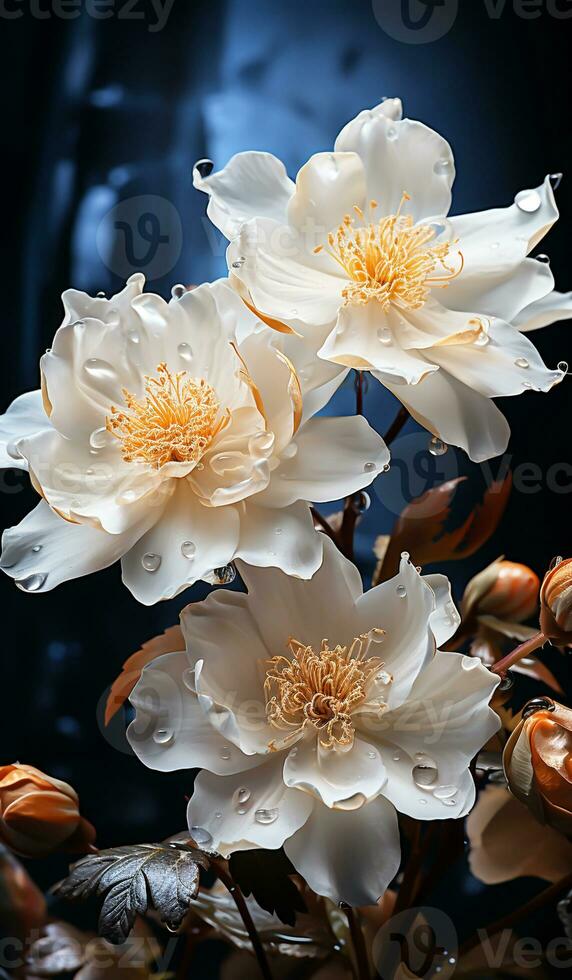 blanc et d'or magnifique fleurs. ai généré photo