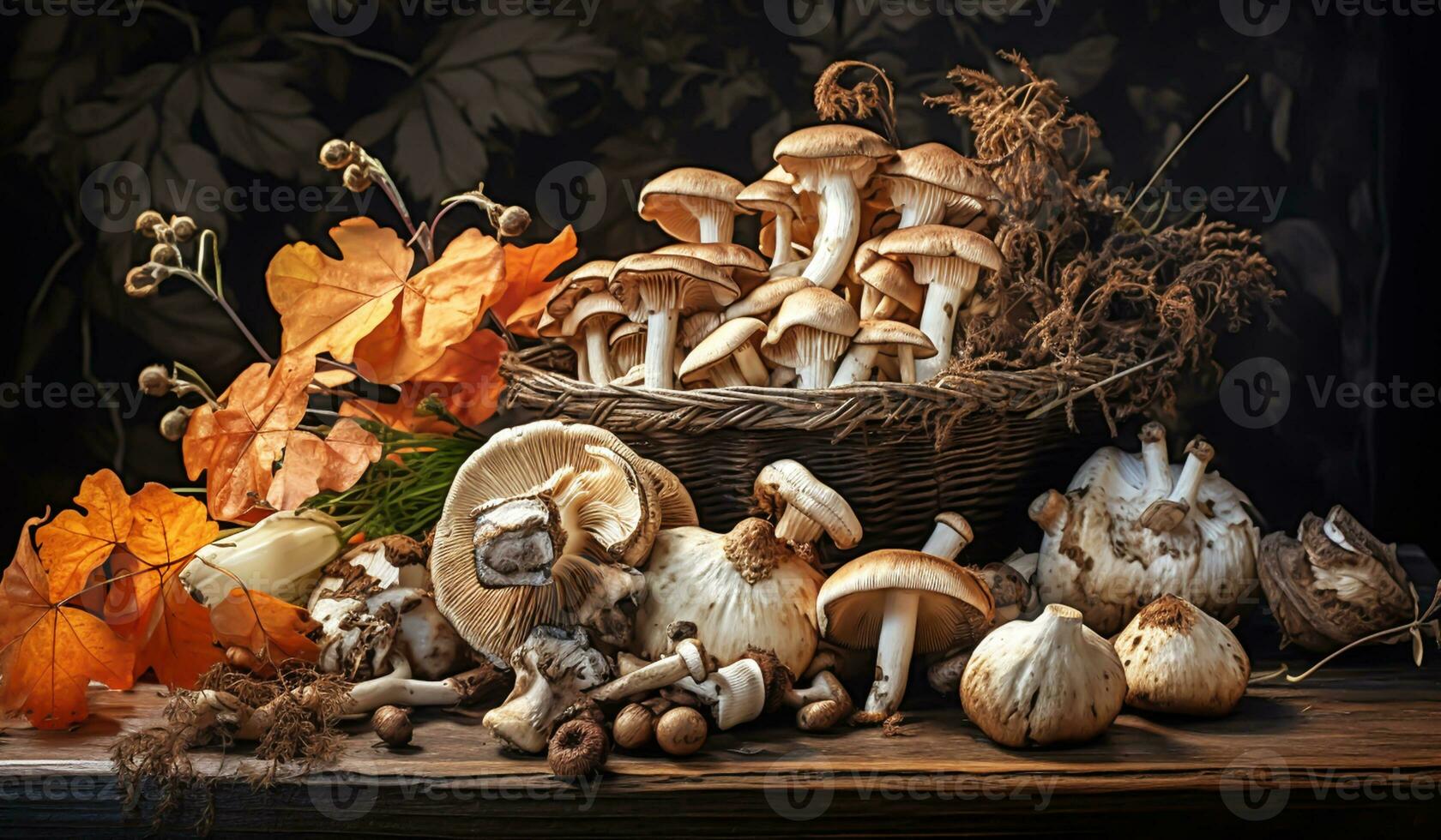 encore la vie avec séché champignons. ai généré photo