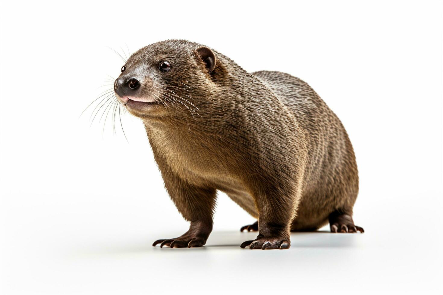 loutre sur une blanc Contexte. animal dans le sable. ai généré photo