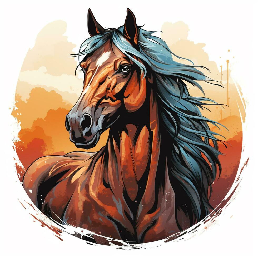 cheval portrait dans aquarelle style. vecteur illustration de une cheval. ai généré photo