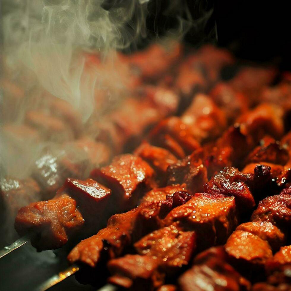 délicieux chaud épicé shish kebab génératif ai photo