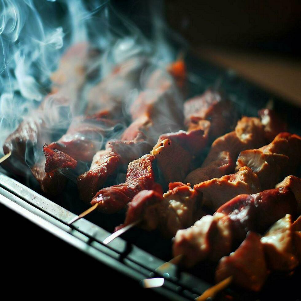 délicieux chaud épicé shish kebab génératif ai photo