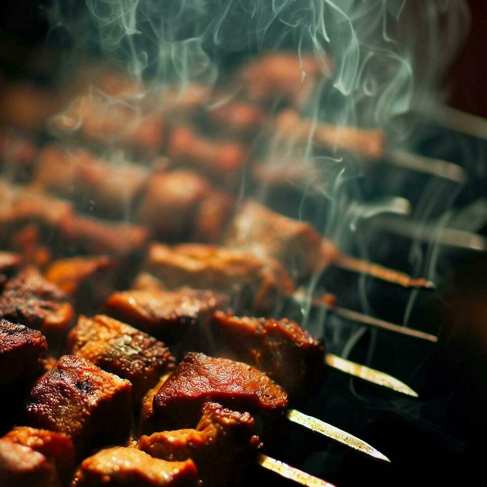 délicieux chaud épicé shish kebab génératif ai photo