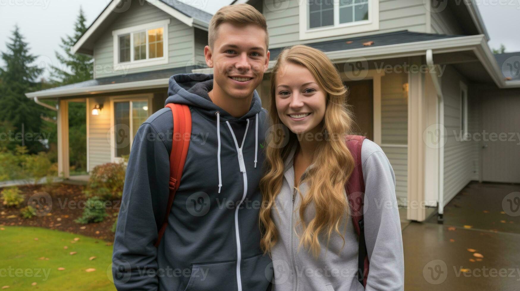 Jeune couple qui juste acheté leur maison. génératif ai photo