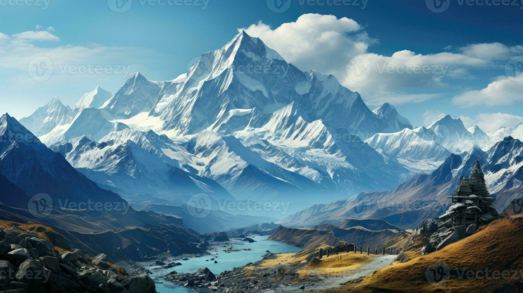 une neige plafonné Montagne intervalle dans le himalaya.. génératif ai photo