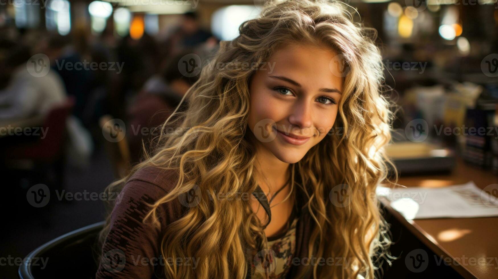 studieux adolescent fille avec en train de lire une livre.. génératif ai photo