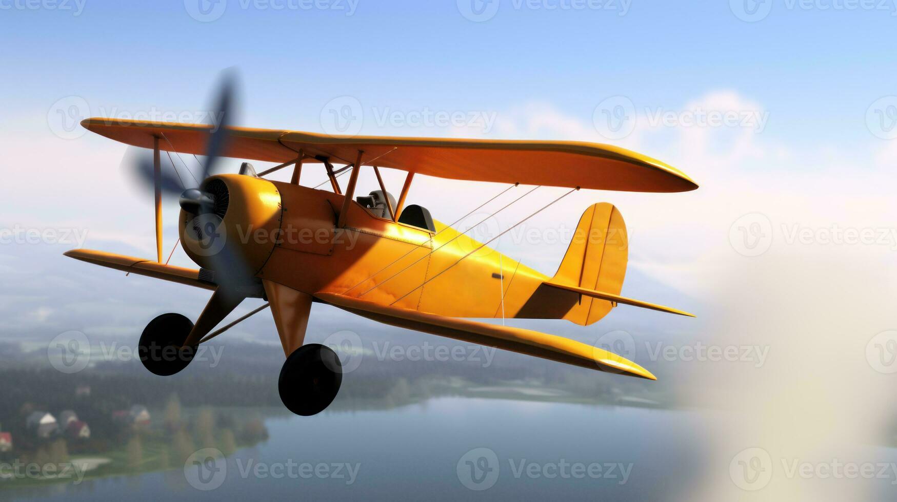 une petit avion flottant dans le ciel. génératif ai photo